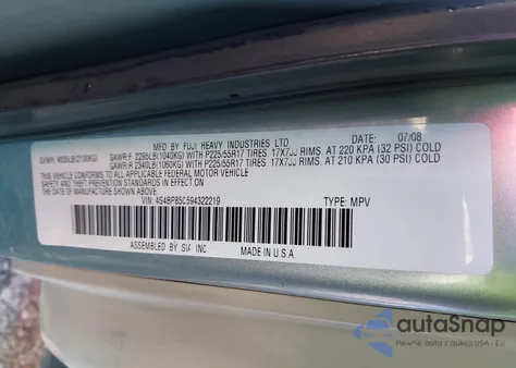 2009 Subaru Outback 3.0R Limited из США, поврежденный, VIN 4S4BP85C594322219